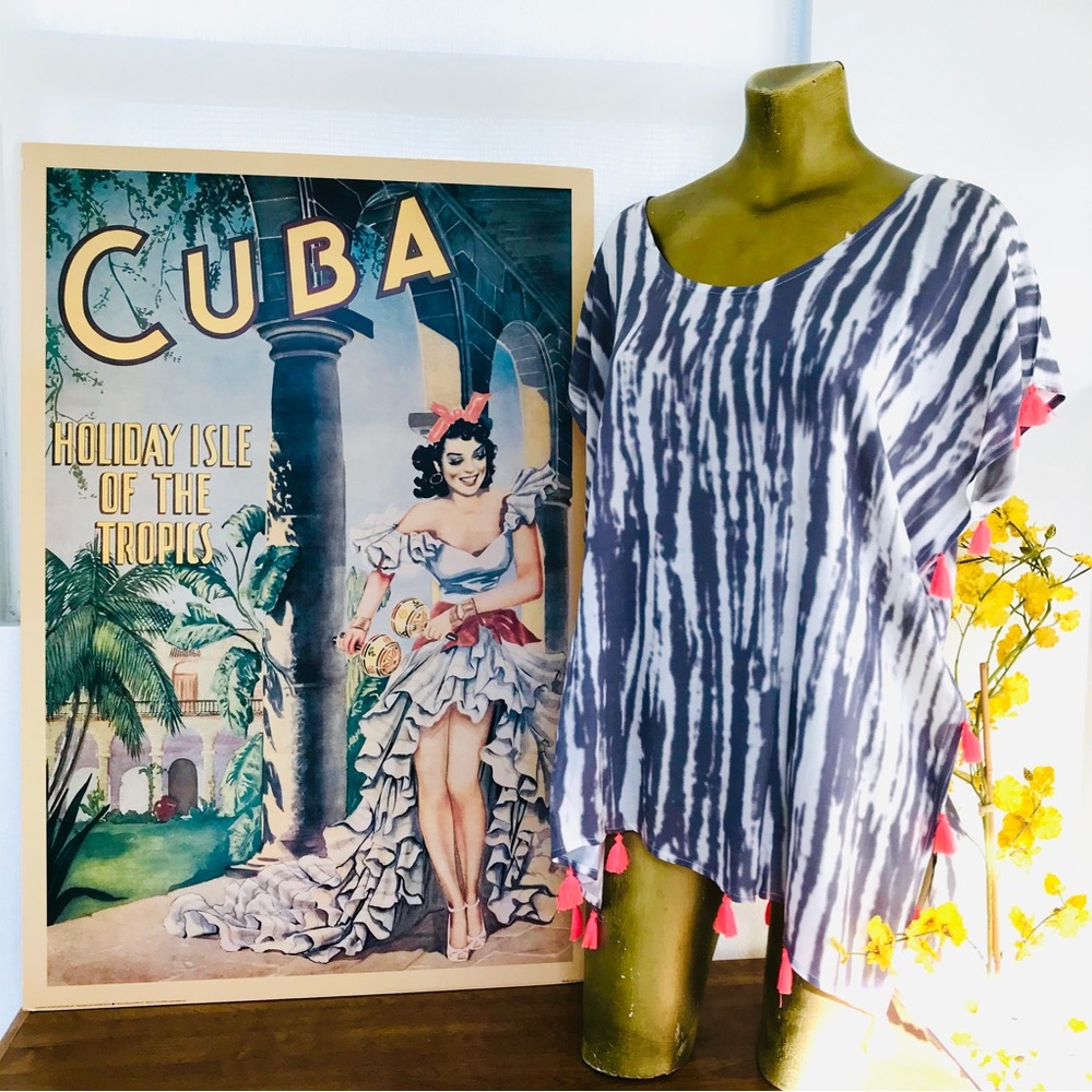 SURF GYPSY NWT Tasseled Boho SWIMSUIT COVER-UP Resort Cruise Dress Small